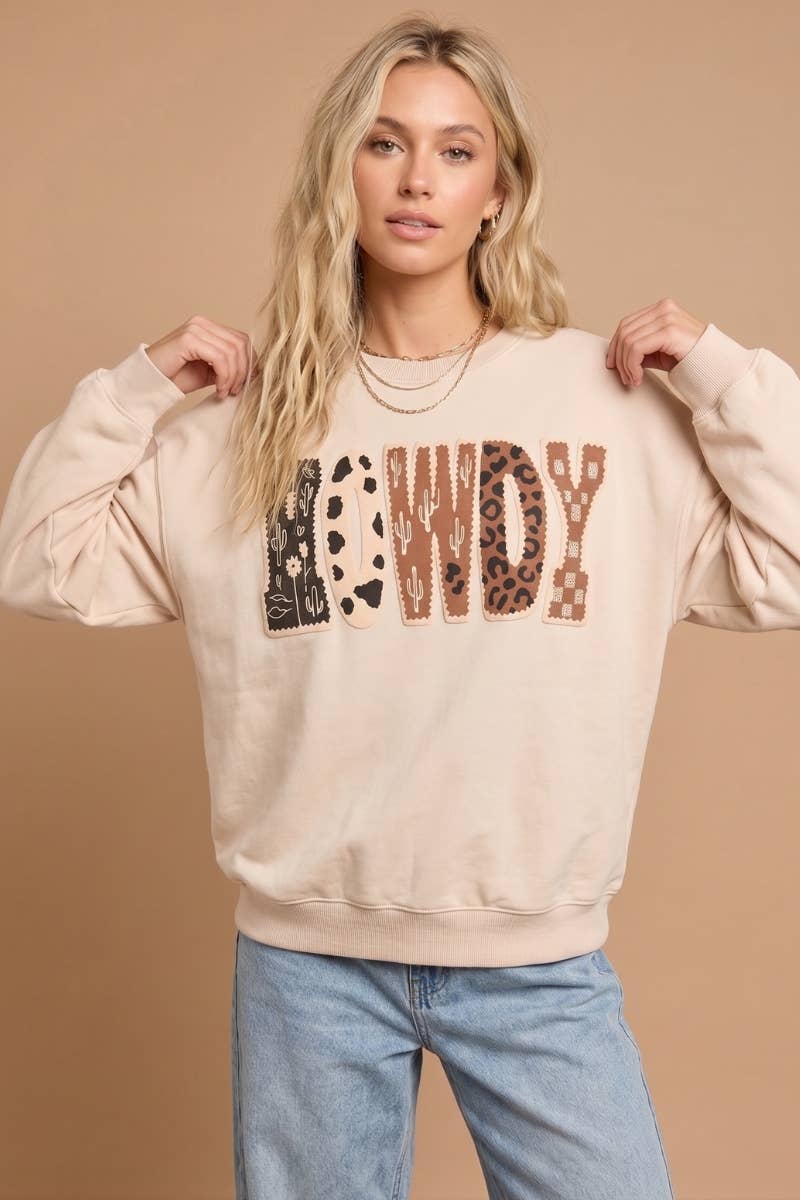 J.NNA The "Howdy" Multi-Pattern Graphic Sweatshirt