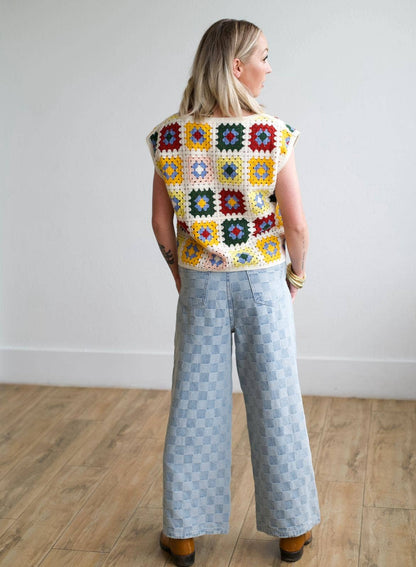 Denim Checkered Pants