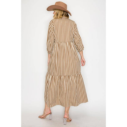 Western Stripe Tiered Maxi Dress