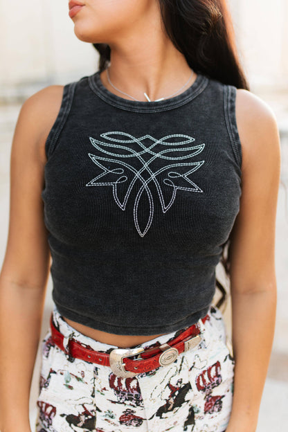Black Boot Stitch Tank