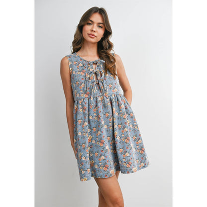 Floral Tie-Front Babydoll Dress