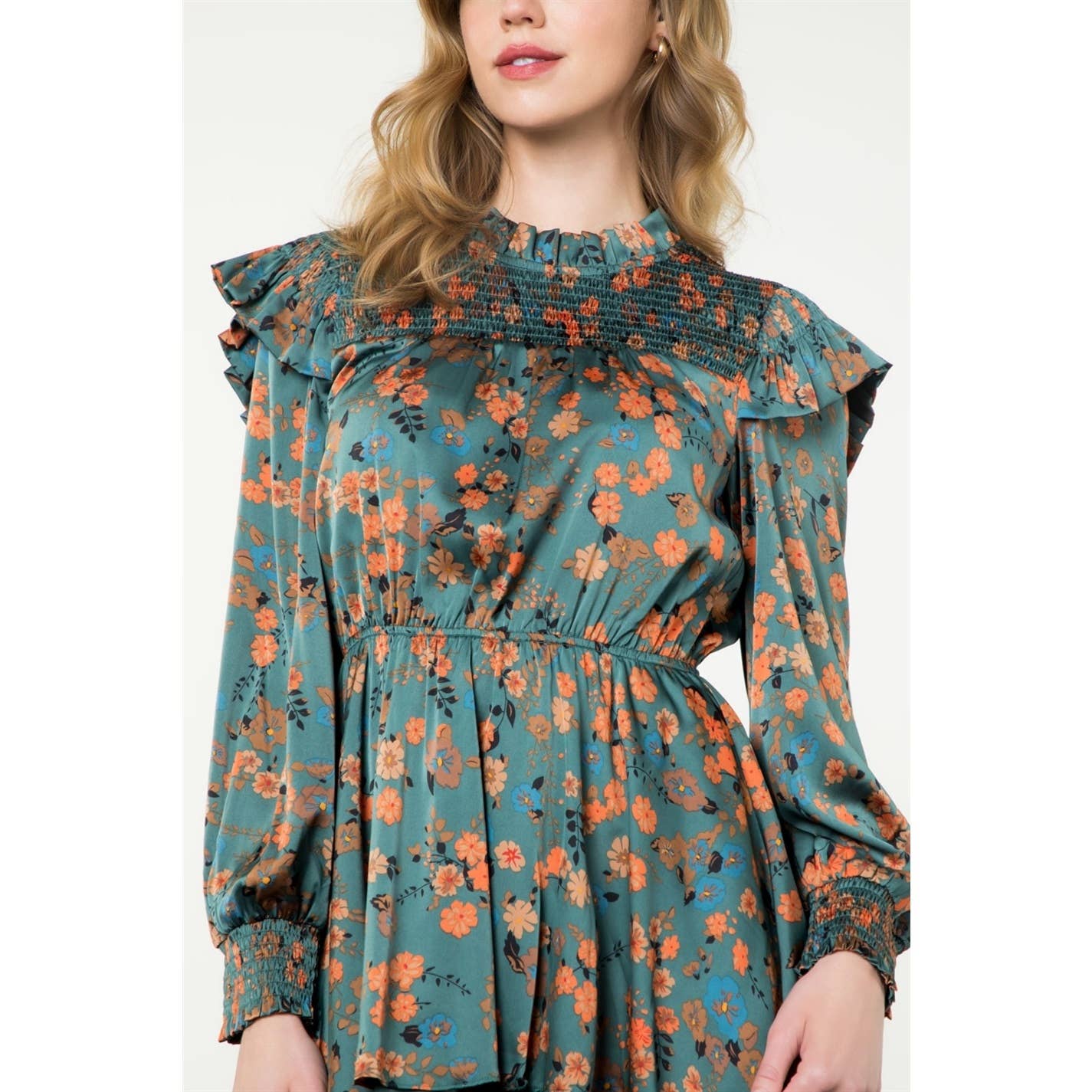 Long Sleeve Floral Tiered Dress