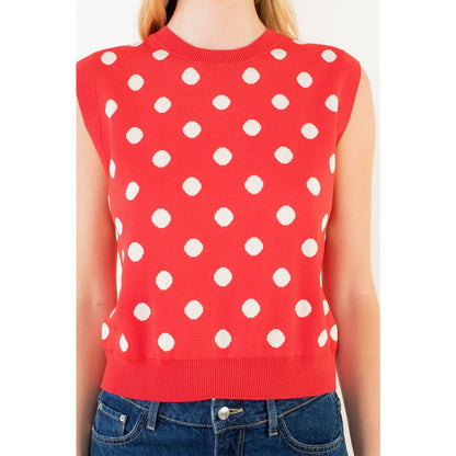 Sleeveless Polka Dot Knitted Top