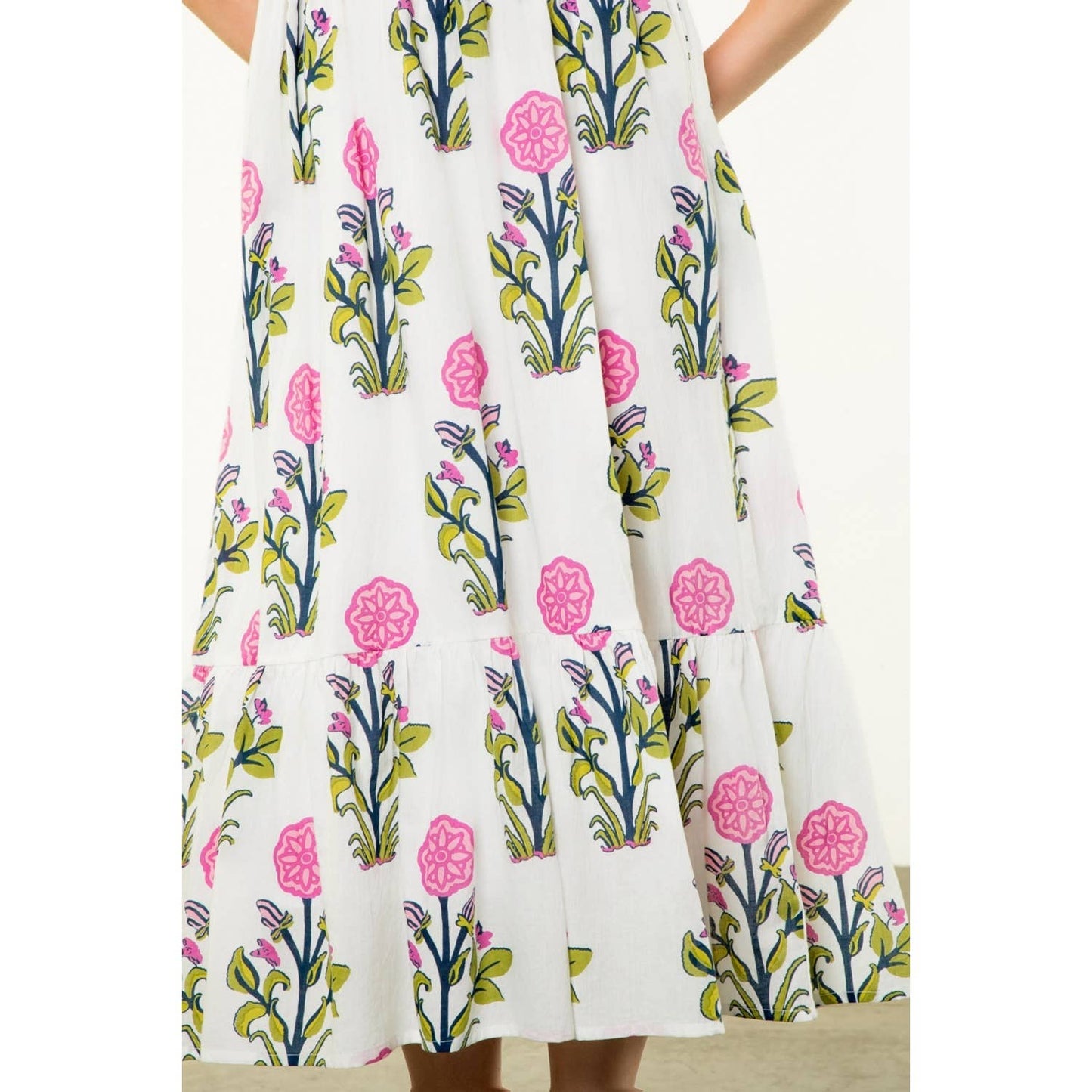 Puff Sleeve Flower Print Maxi Dress