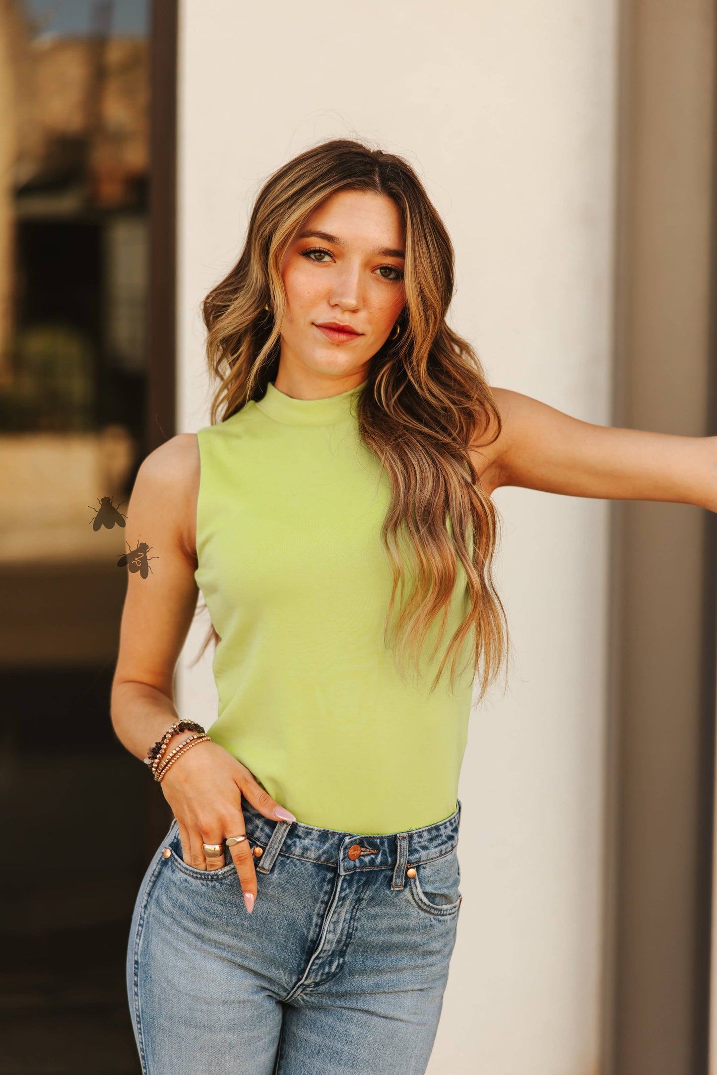 Lime Cloud Mock Tank Top