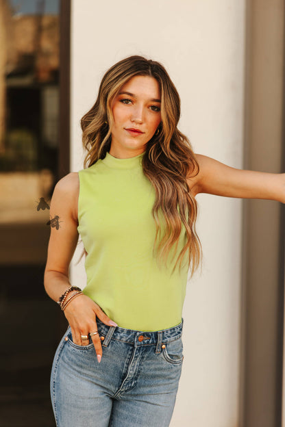 Lime Cloud Mock Tank Top