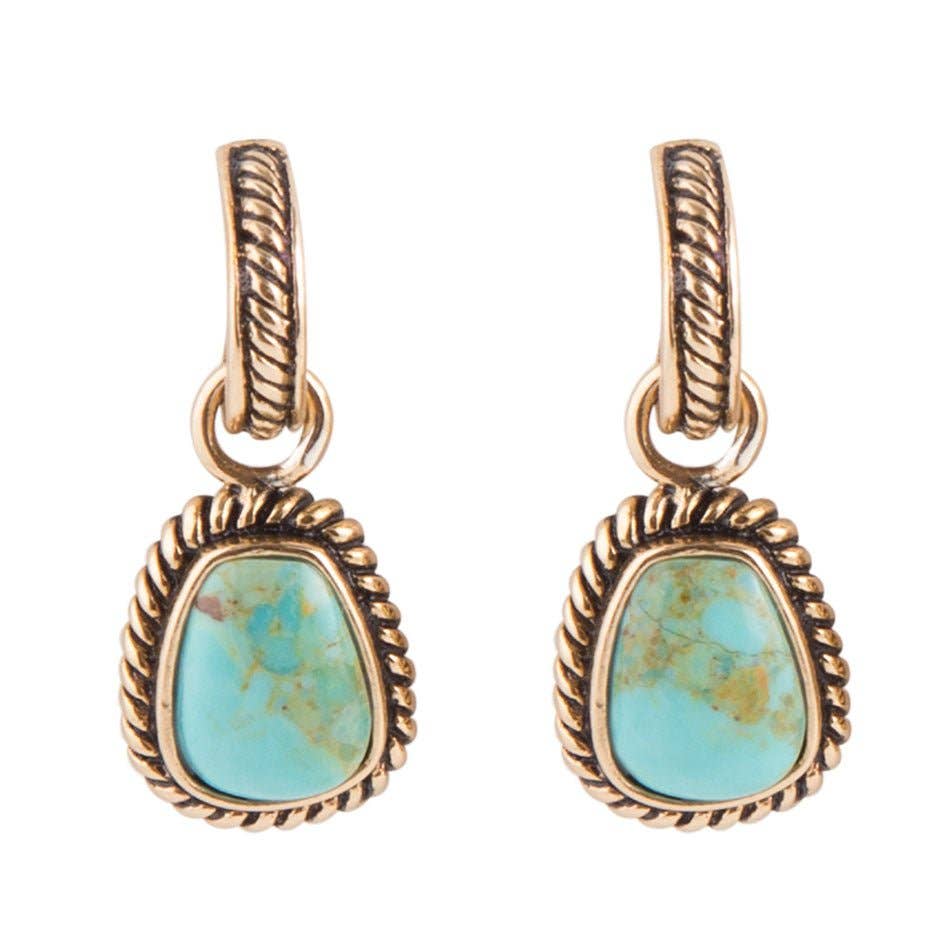 Barse Turquoise Roped Earrings - Bronze
