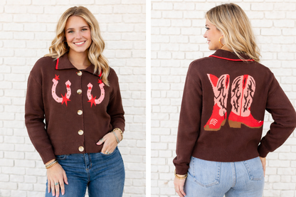 Turquoise Haven Double Horseshoe Sweater