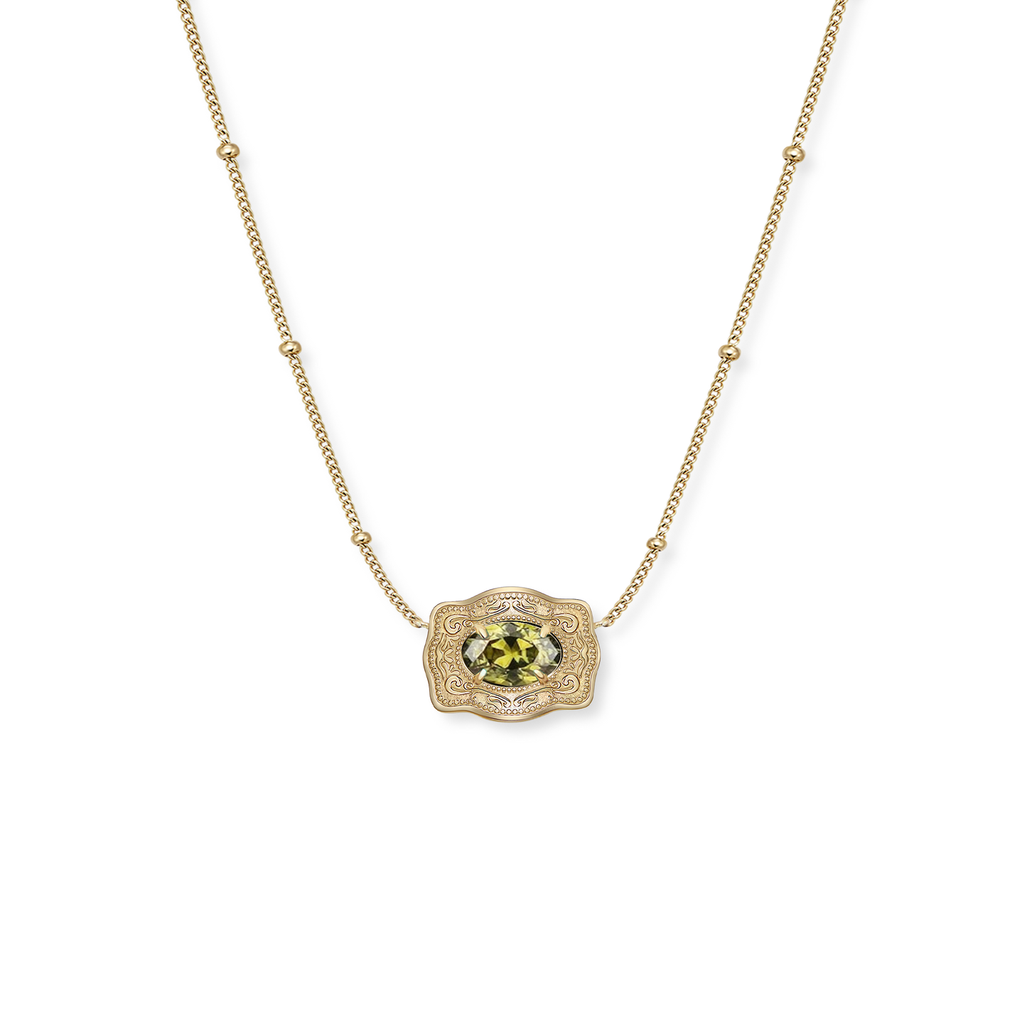 SpurWest Gold Belt Buckle Birthstone Necklace