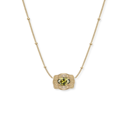 SpurWest Gold Belt Buckle Birthstone Necklace