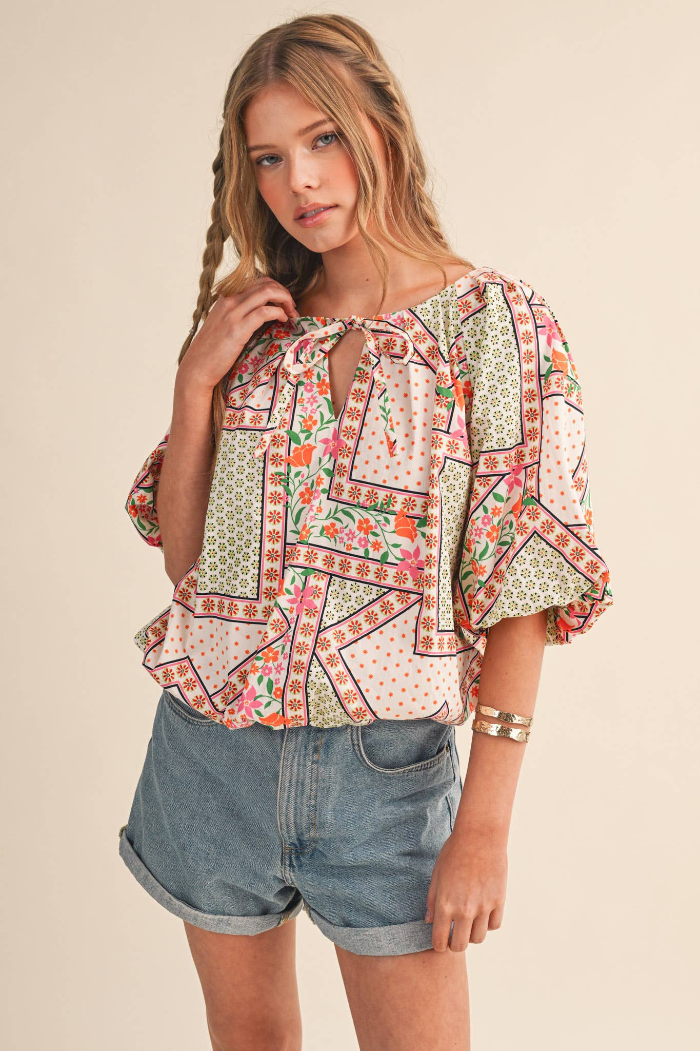 Floral Print Bubble Top
