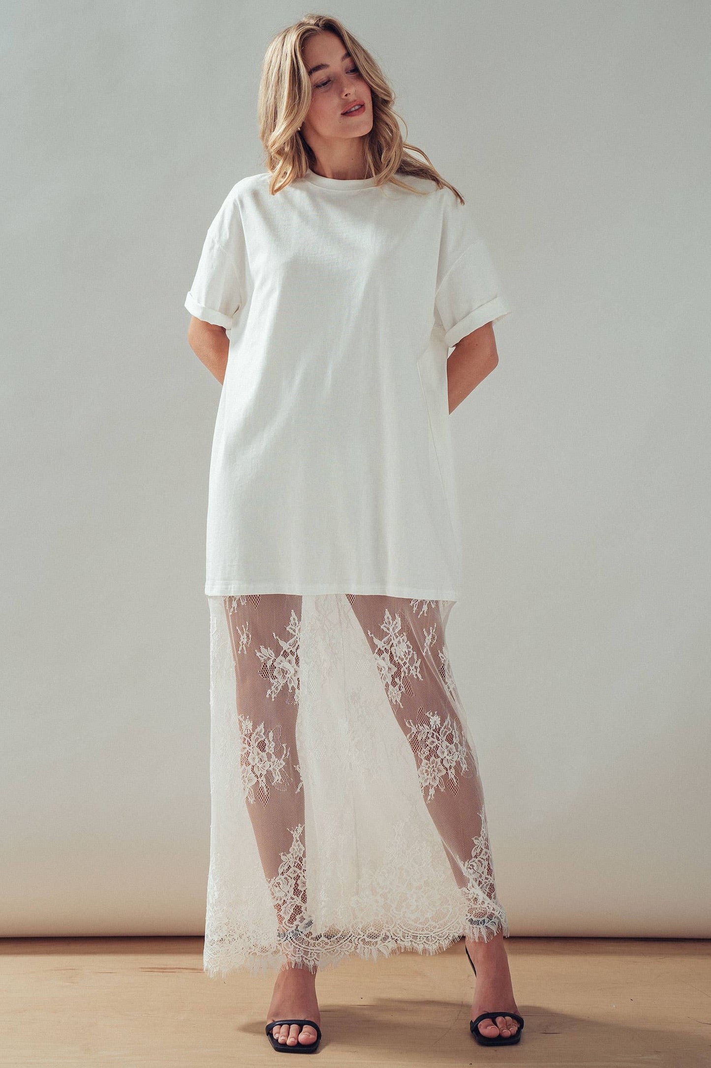 Mixed-Media T-Shirt Lacey Dress