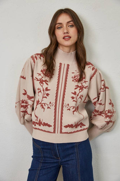 Baloon Sleeve Mock Neck Sweater