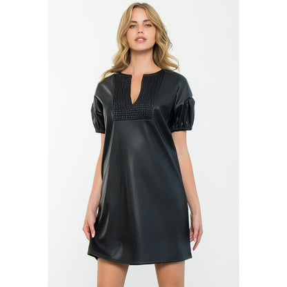 Short Sleeve Leather Dress