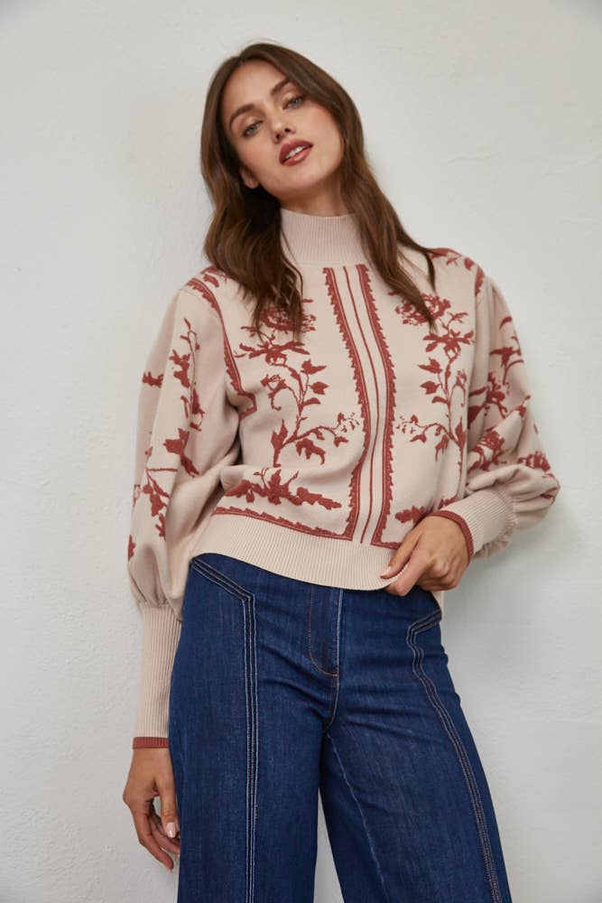 Baloon Sleeve Mock Neck Sweater