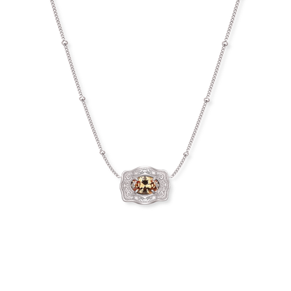 Silver Belt Buckle Birthstone Necklace