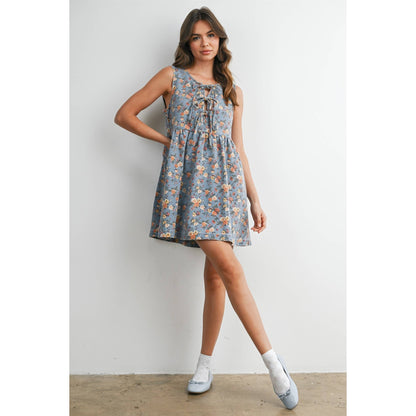 Floral Tie-Front Babydoll Dress