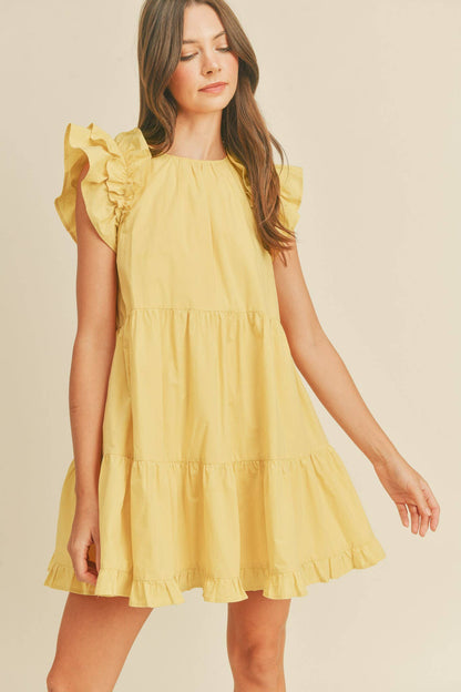 Flutter Sleeve Tiered Babydoll Dress