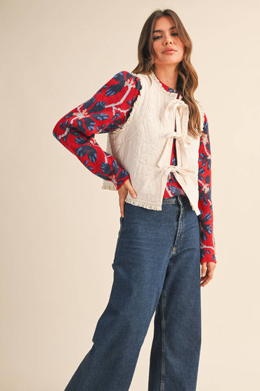 Quilted Lace Trim Vest