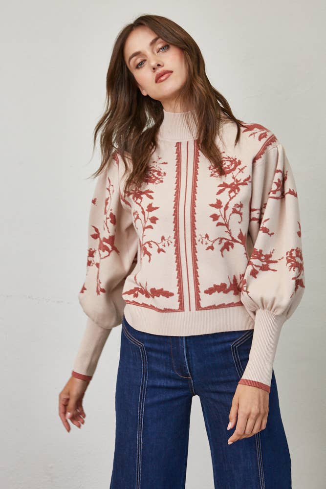 Baloon Sleeve Mock Neck Sweater