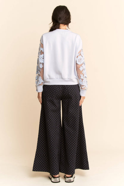 Sheer Floral Embroidered Sweatshirt