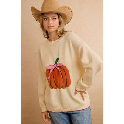 PUMPKIN BOW SWEATER TOP