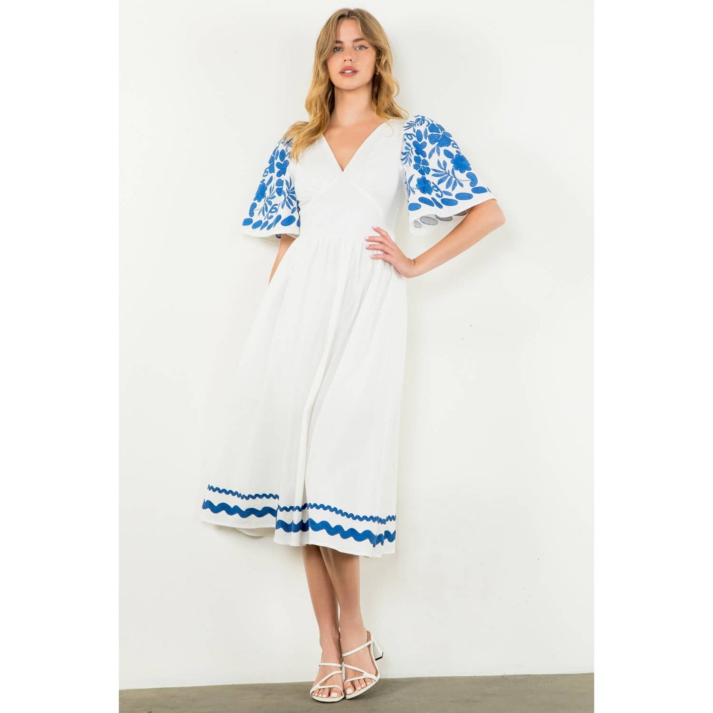 Embroidered Detail Midi Dress