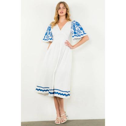 Embroidered Detail Midi Dress