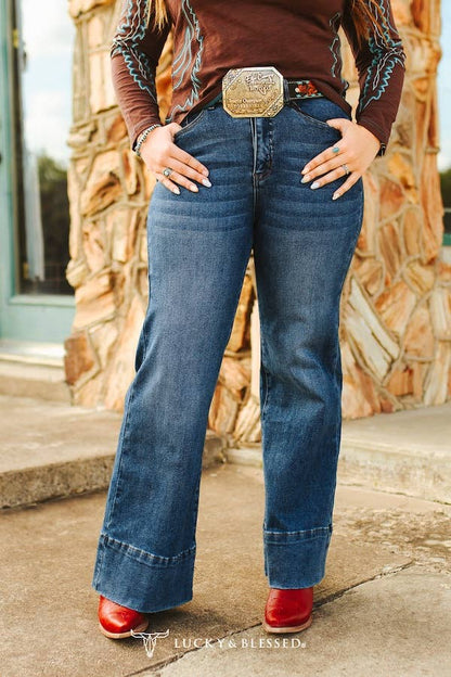 Dark Wash High Rise Trouser Jeans