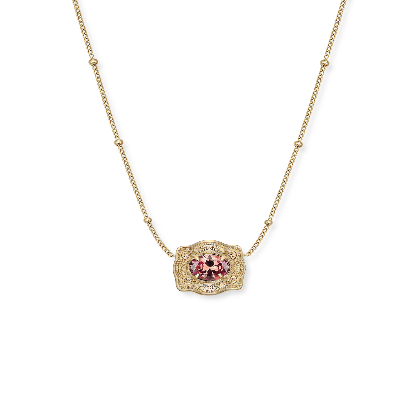 SpurWest Gold Belt Buckle Birthstone Necklace