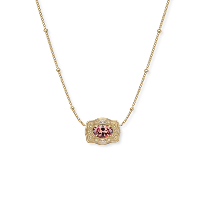 SpurWest Gold Belt Buckle Birthstone Necklace