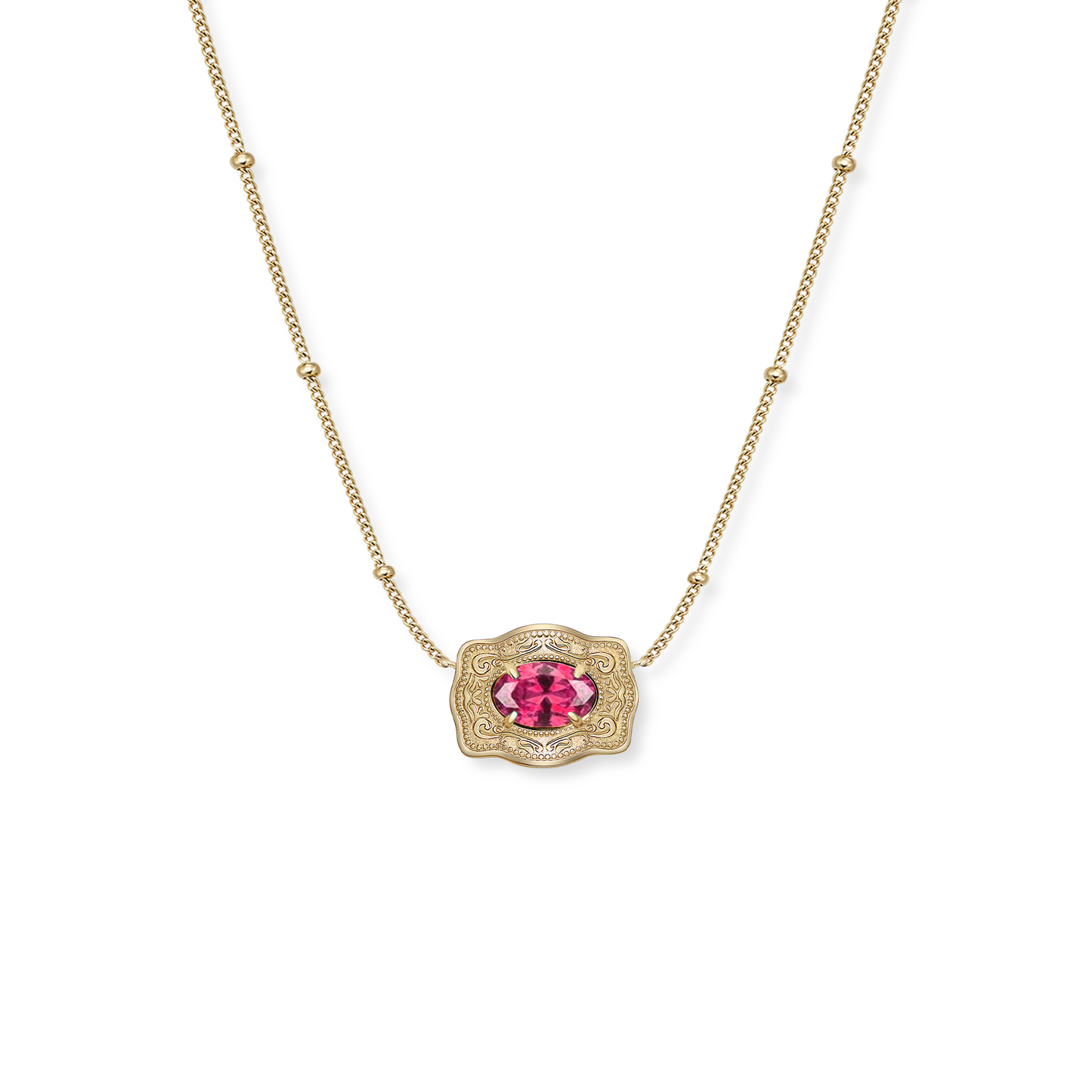 SpurWest Gold Belt Buckle Birthstone Necklace