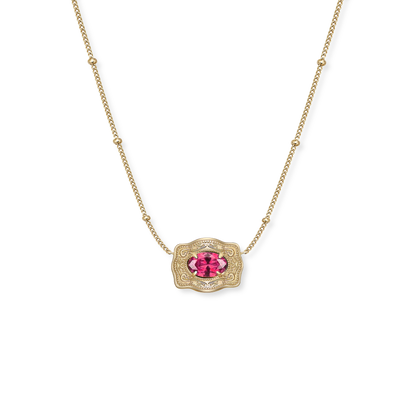 SpurWest Gold Belt Buckle Birthstone Necklace