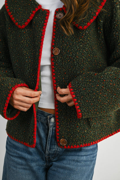 Buttoned Fleece Puffer Jacket