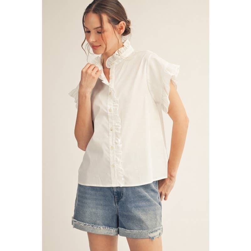 Ruffle Detail Woven Top