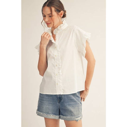 Ruffle Detail Woven Top
