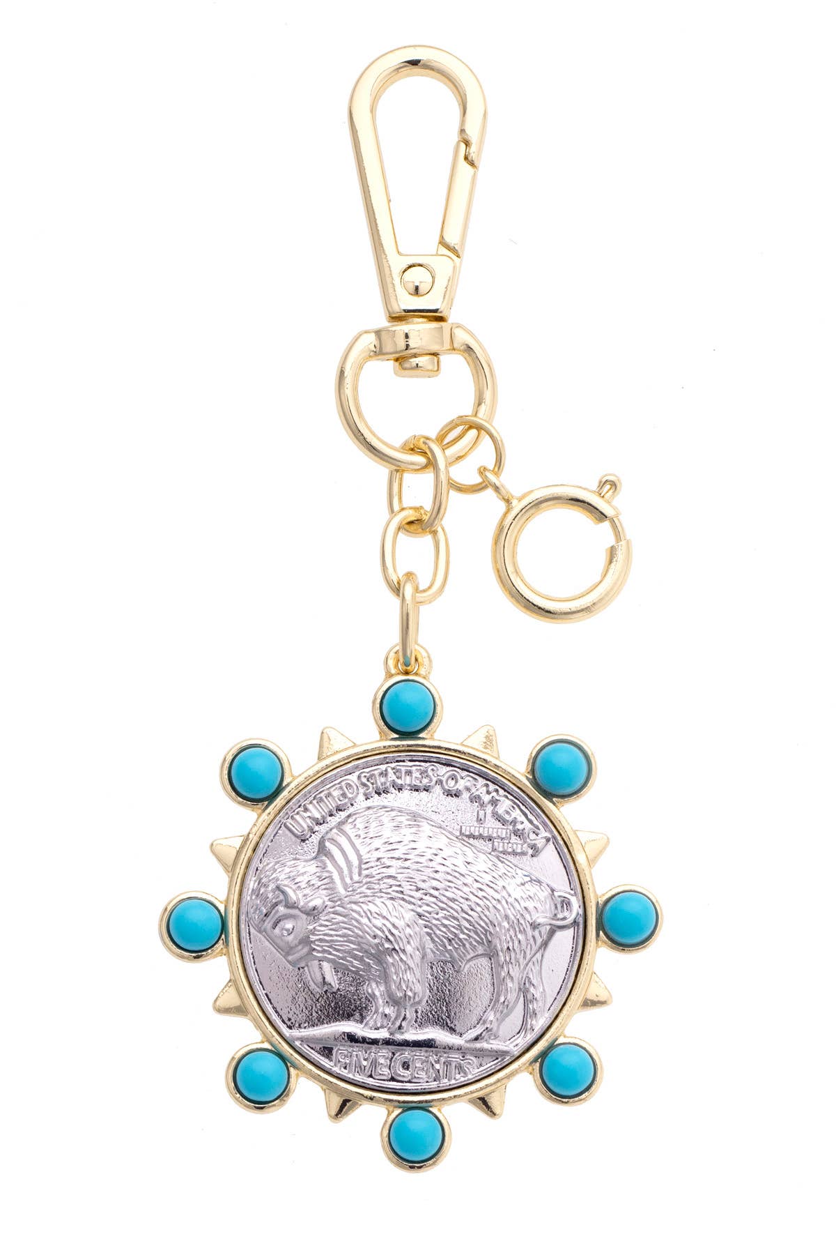 Canvas Style Buffalo Coin Bag Charm in Silver