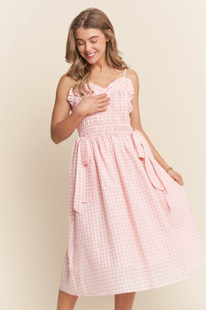 Sweetheart Gingham Midi Dress