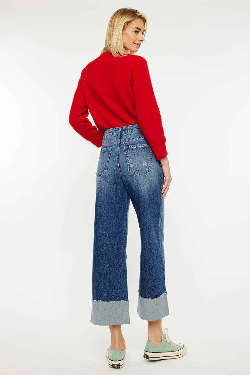 KanCan Lynn 90’S Cropped Wide Leg Jeans