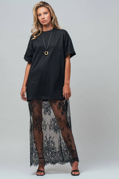 Mixed-Media T-Shirt Lacey Dress