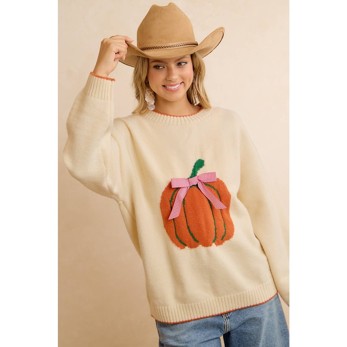 PUMPKIN BOW SWEATER TOP
