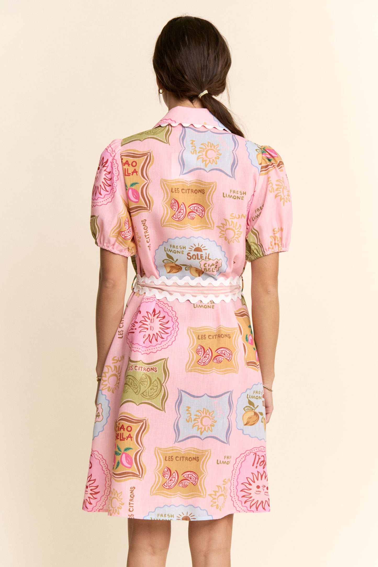Linen Spring Detail Shirt Dress