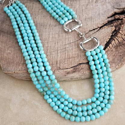 PennyLine Inc. Polished Rider – Multi-Strand Acrylic Bead Horse Bit Necklace