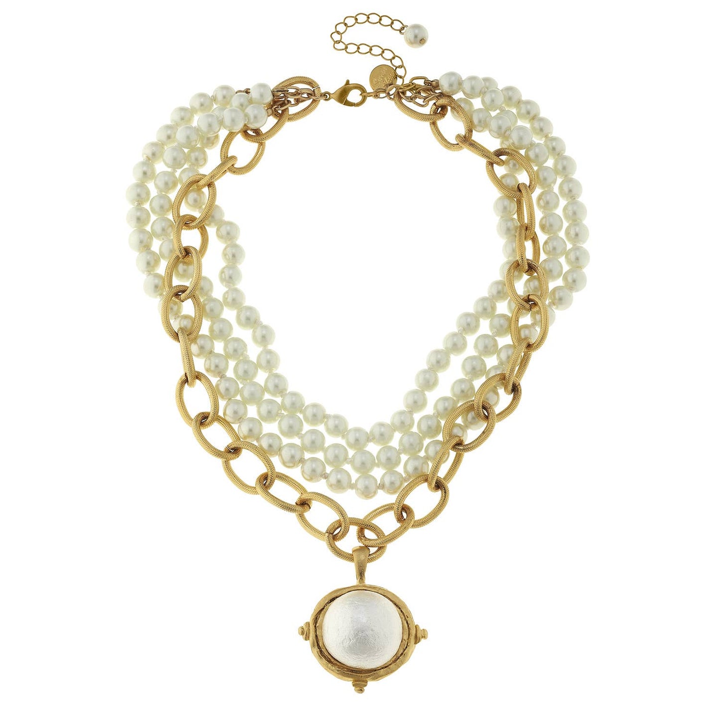 Susan Shaw Multi Gold Pearl Necklace
