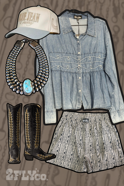 Loopty Lou Denim Peplum