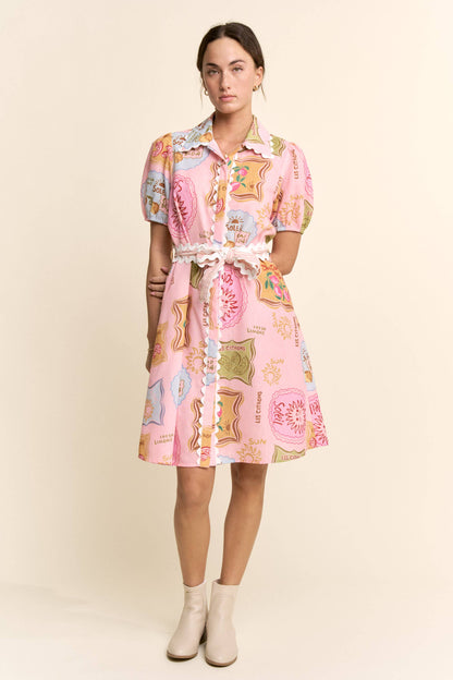 Linen Spring Detail Shirt Dress