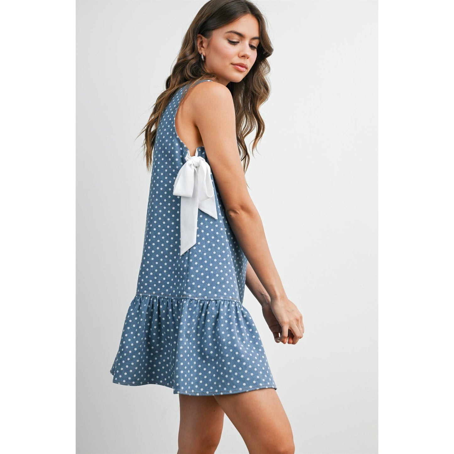 Blue Polka Dot Ruffle Dress