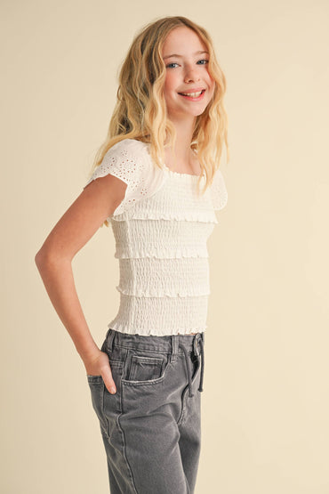 Tween Girls Tiered Smocked Top