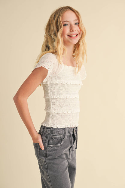 Tween Girls Tiered Smocked Top