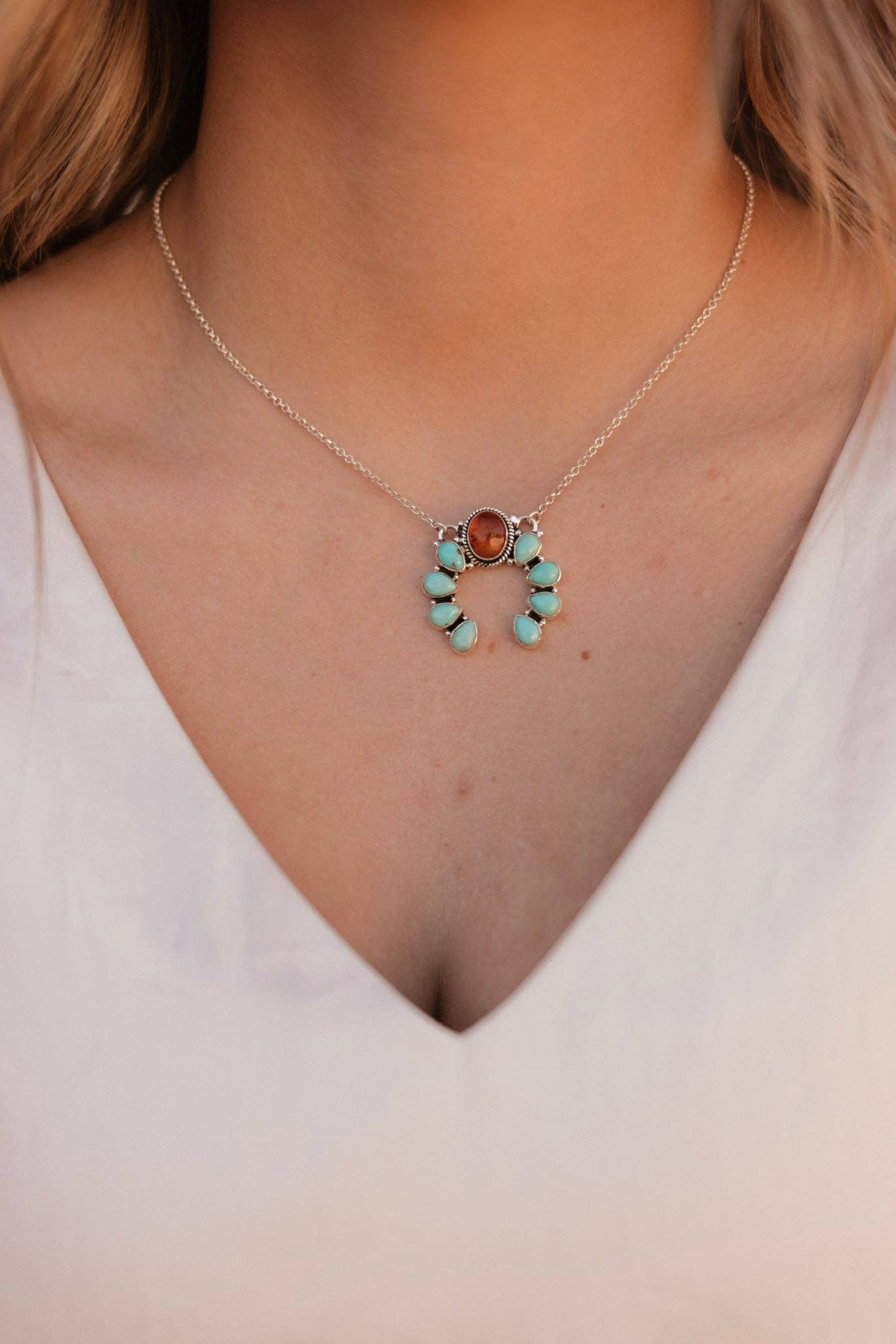 Krush Kandy Amber & Turquoise Horseshoe Necklace